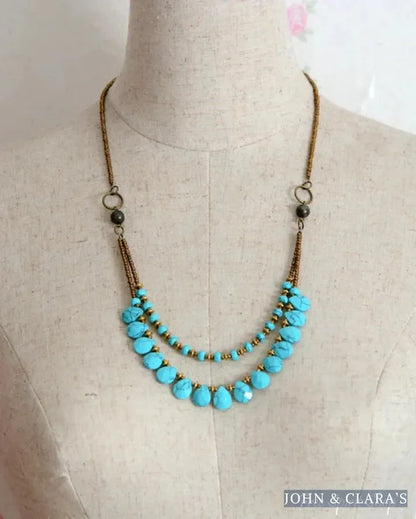 Handmade Turquoise Jasper Multi-Layer Beaded Necklace