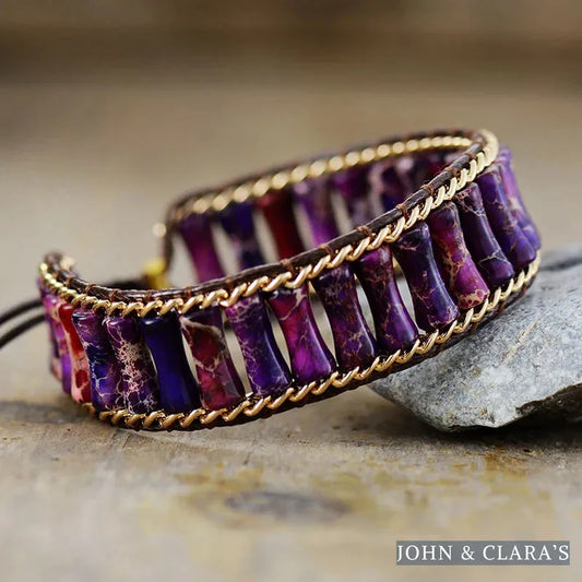 Handmade Purple Jasper Chain Bead Bracelet