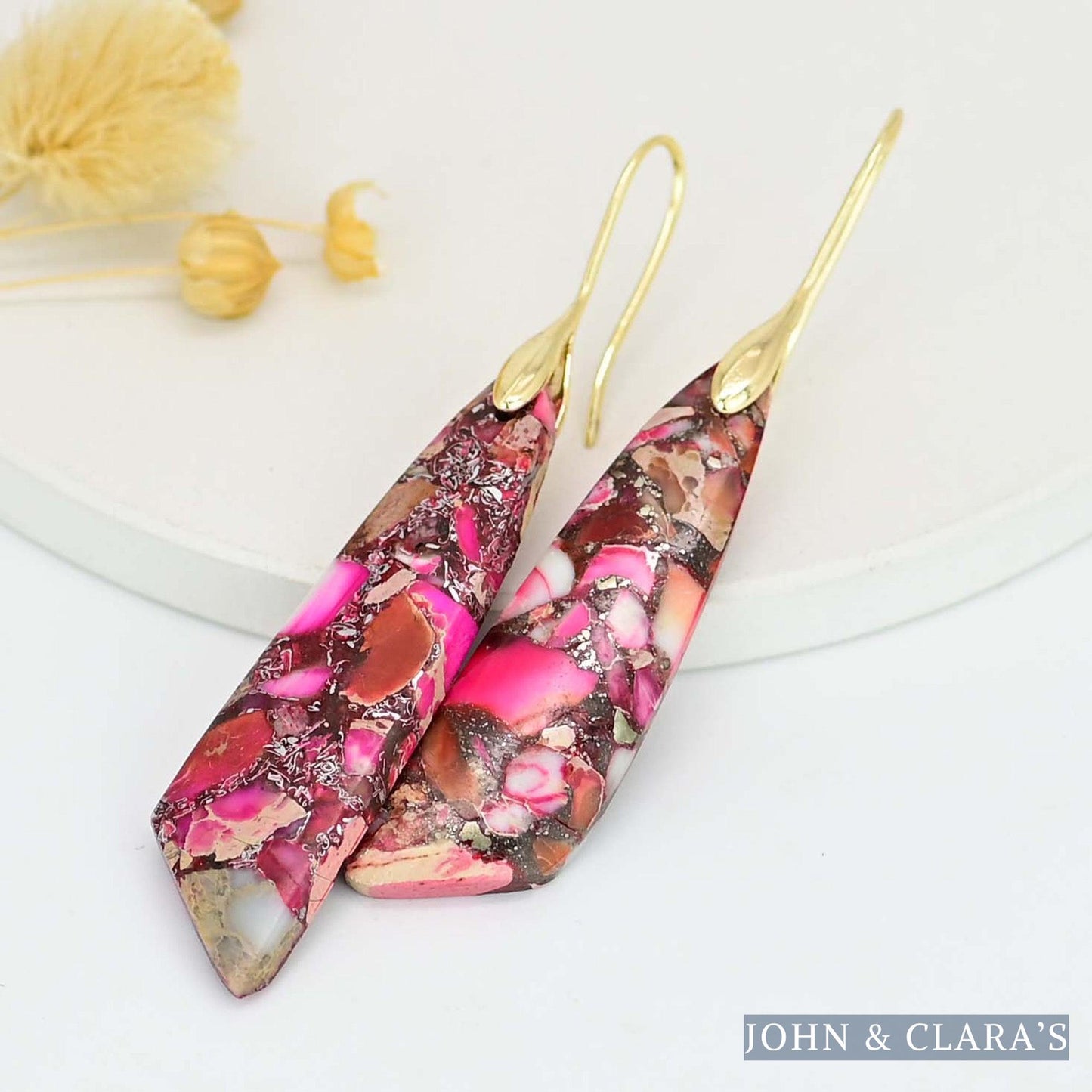 Pink Regalite Stone Earrings