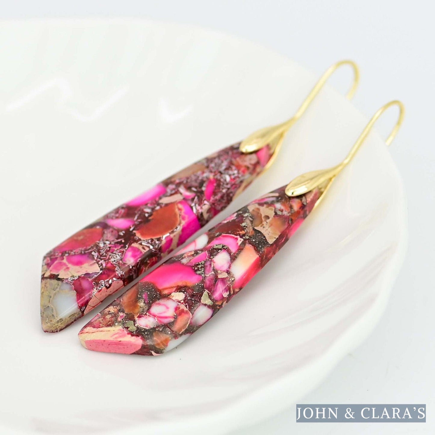 Pink Regalite Stone Earrings