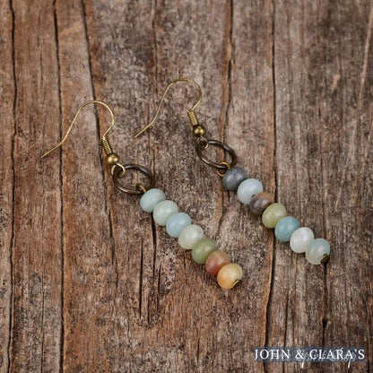Natural Amazonite Circle Earrings