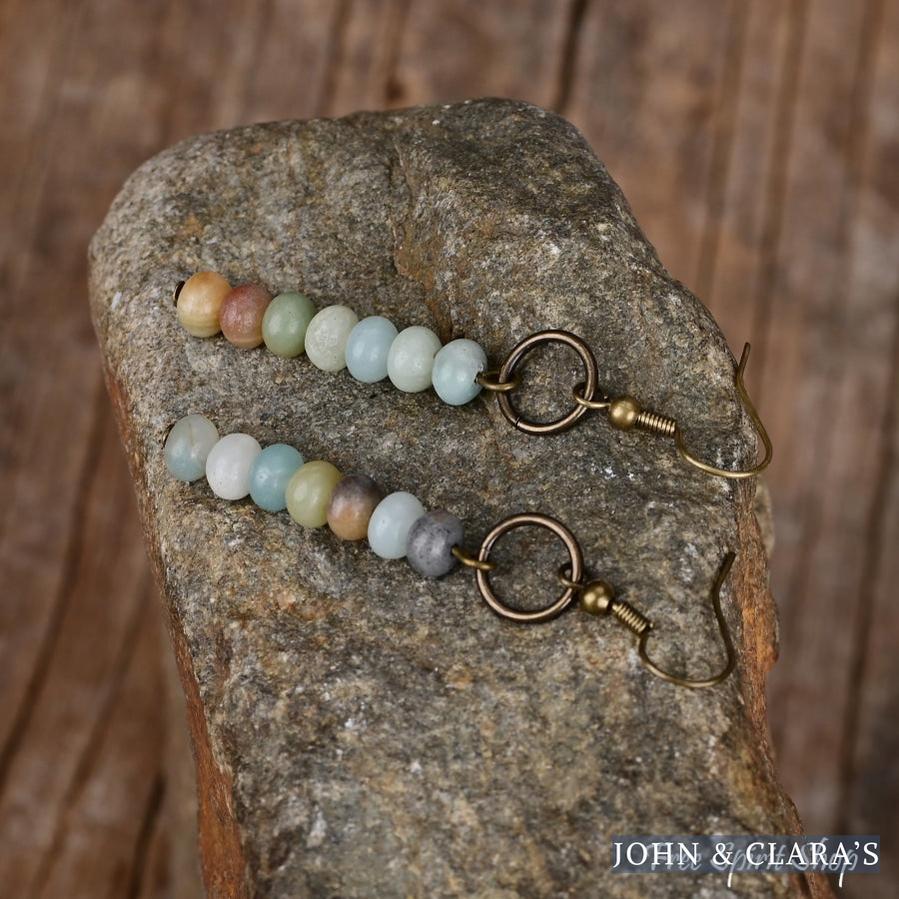 Natural Amazonite Circle Earrings