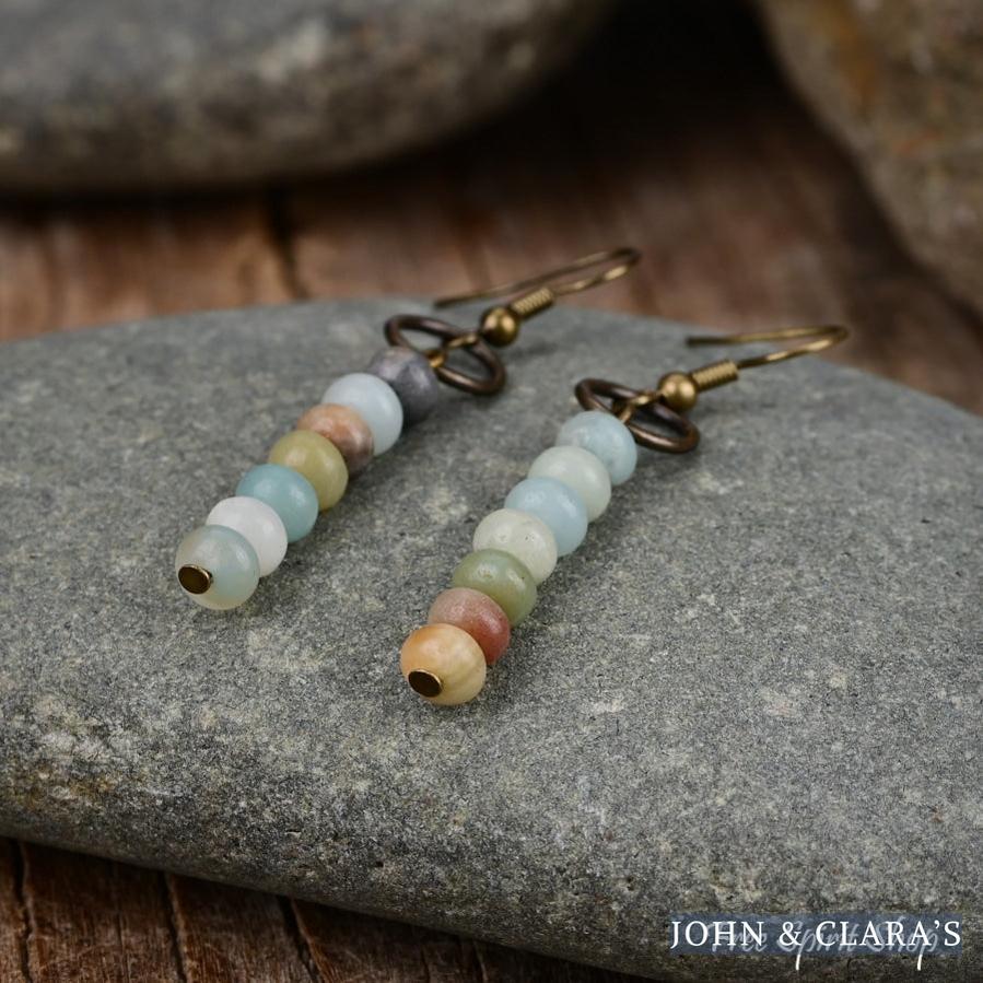 Natural Amazonite Circle Earrings