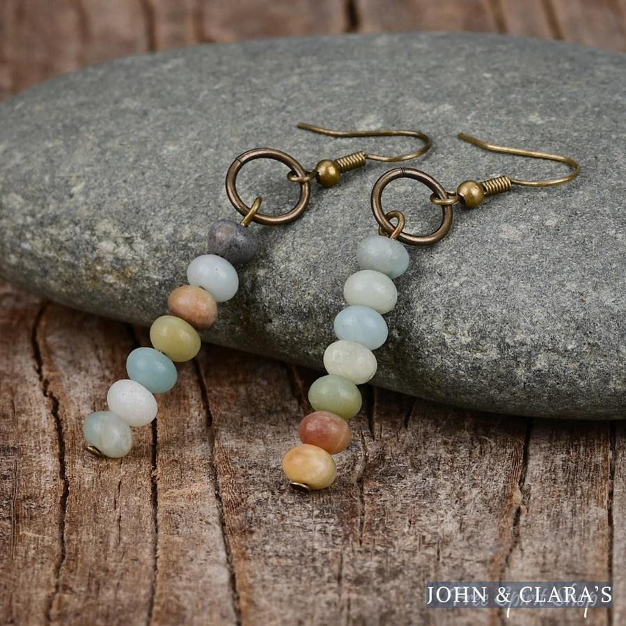 Natural Amazonite Circle Earrings