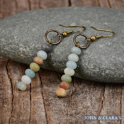 Natural Amazonite Circle Earrings