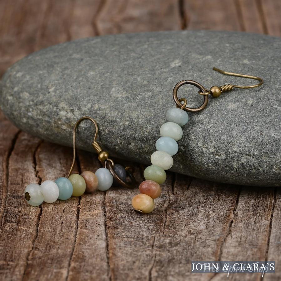 Natural Amazonite Circle Earrings