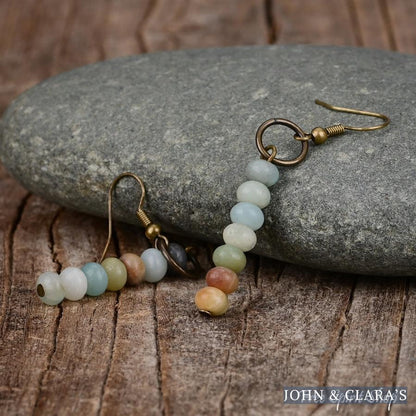 Natural Amazonite Circle Earrings