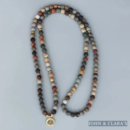 108 Natural Matte Jasper Gemstone Mala Bracelet