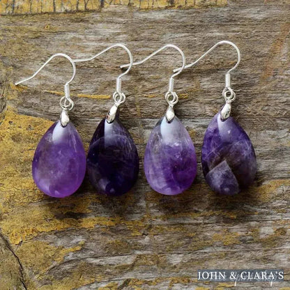 Natural Amethyst Gemstone Drop Earrings