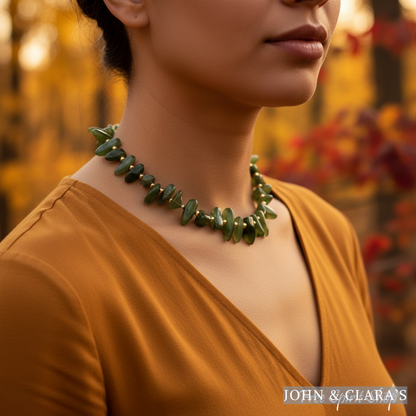Green Jade Nugget Statement Necklace – Harmony & Abundance