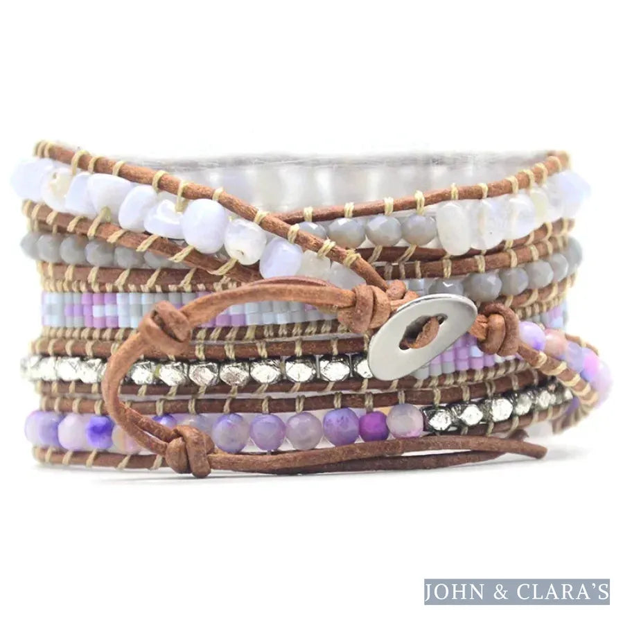 Natural Purple Agate & Miyuki Bead Wrap Bracelet
