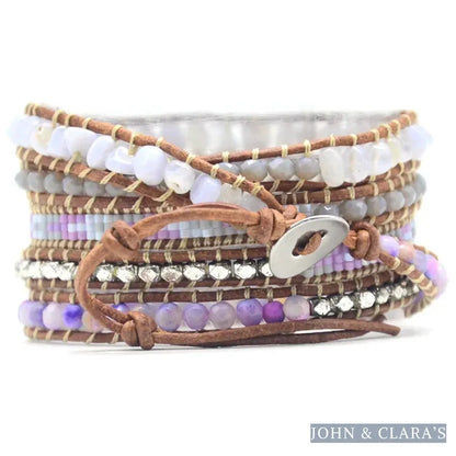 Natural Purple Agate & Miyuki Bead Wrap Bracelet