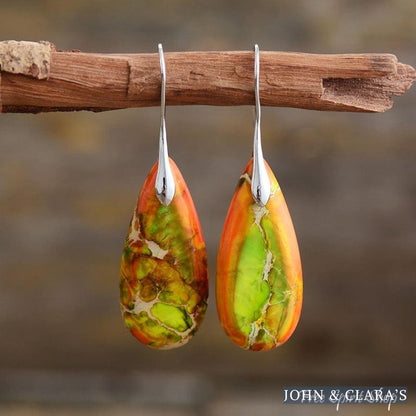 Orange Jasper Drop Earrings