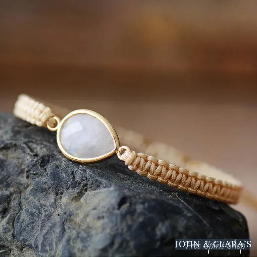 Handmade Moonstone Teardrop Adjustable Bracelet