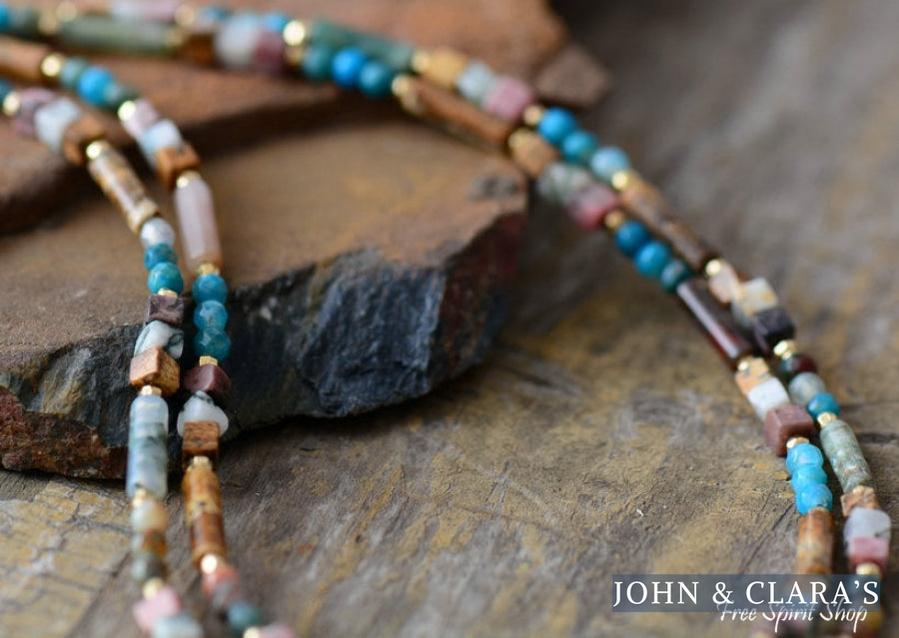 Natural Mixed Gemstone Beaded Choker Necklace