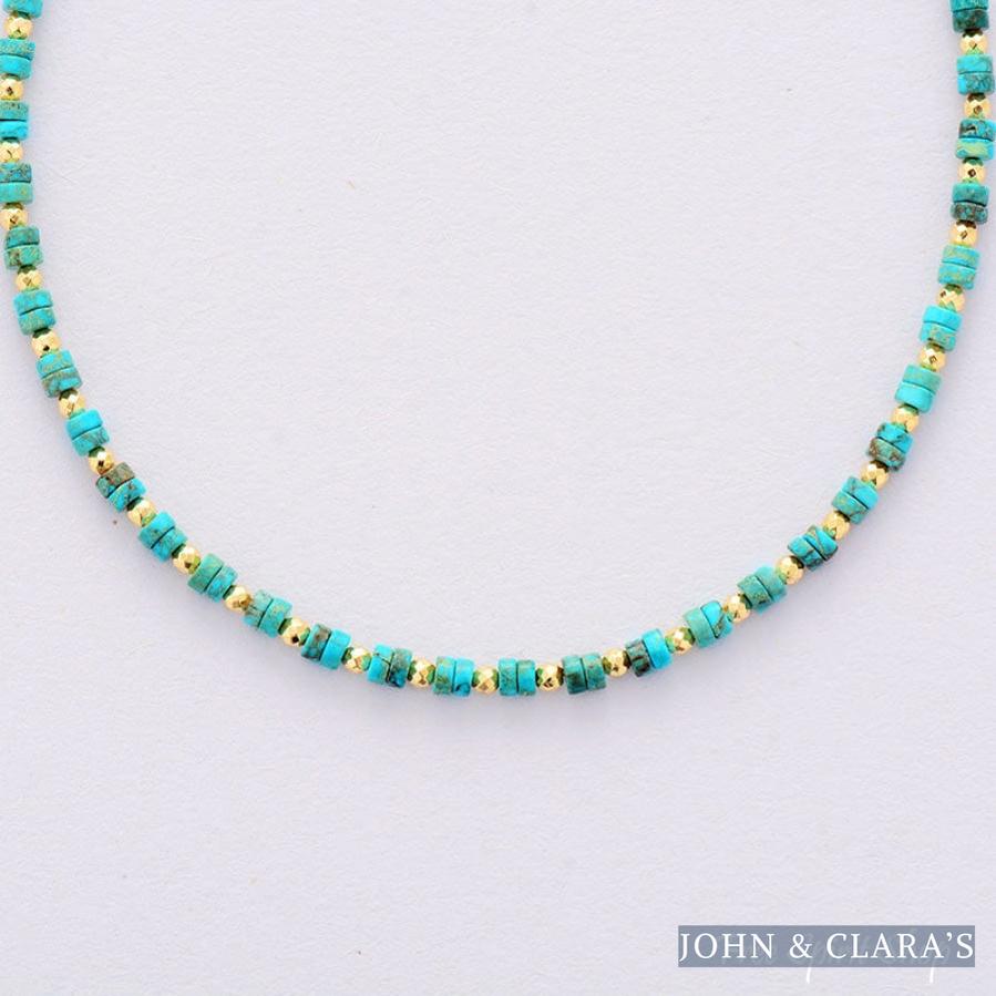 Natural Turquoise Bead Choker Necklace