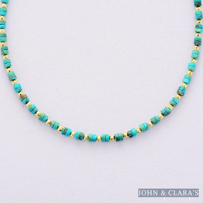Natural Turquoise Bead Choker Necklace