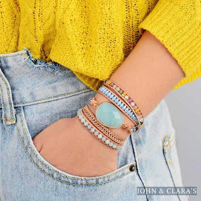 Natural Amazonite & Chain Bead Wrap Bracelet