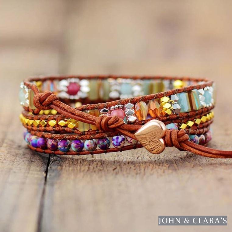 Natural Rhodonite & Jasper Wrap Bracelet