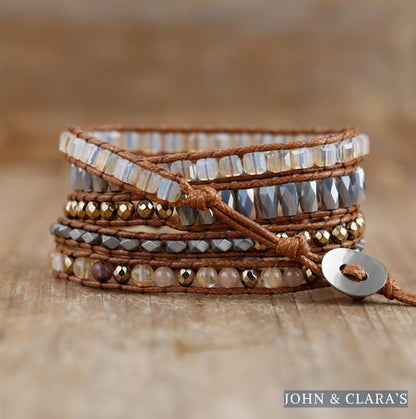 Natural Strawberry Agate & Citrine Wrap Bracelet