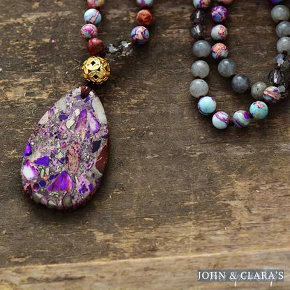 Natural Purple Jasper & Labradorite Beaded Necklace