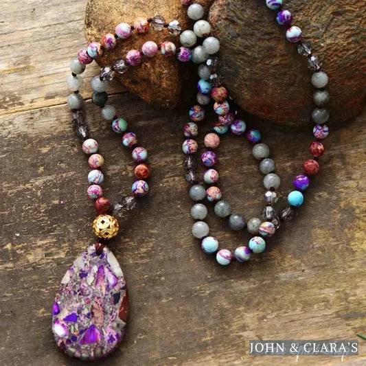 Natural Purple Jasper & Labradorite Beaded Necklace