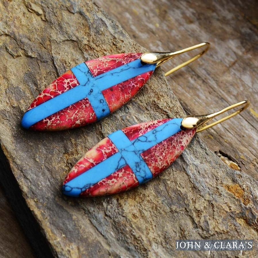 Blue Cross Imperial Jasper Drop Earrings