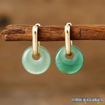 Serenity Green Aventurine Hoop Earrings