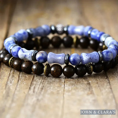 Natural Bronzite & Blue Aventurine Bead Bracelets