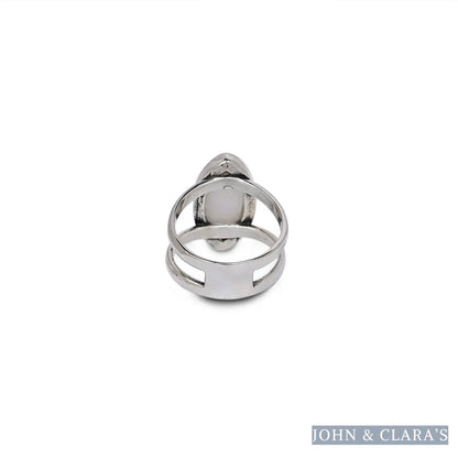 Natural Moonstone Almond Shape Ring