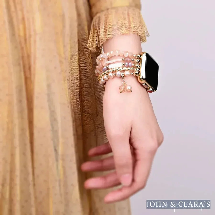 Natural Pink Aventurine & Pearl Apple Watch Bracelet