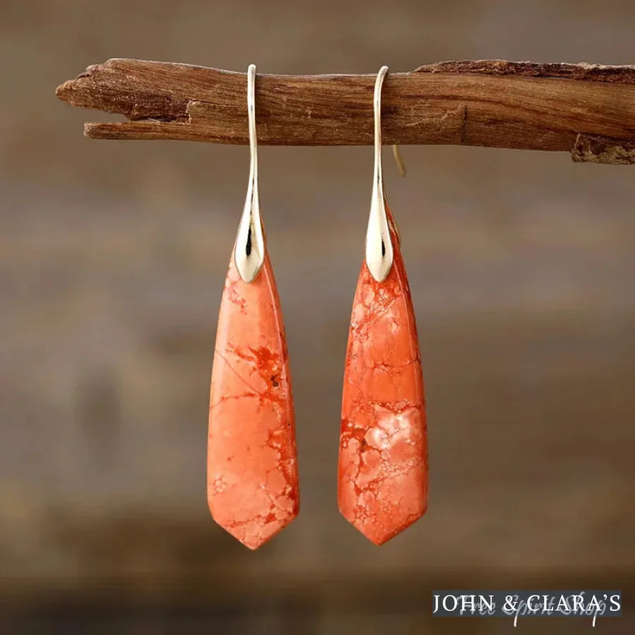 Terracotta & Blue Jasper Dangle Earrings