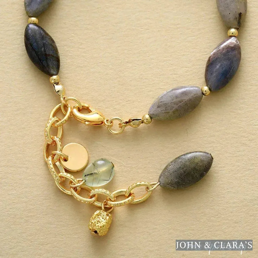 Natural Labradorite Oval Bead Bracelet