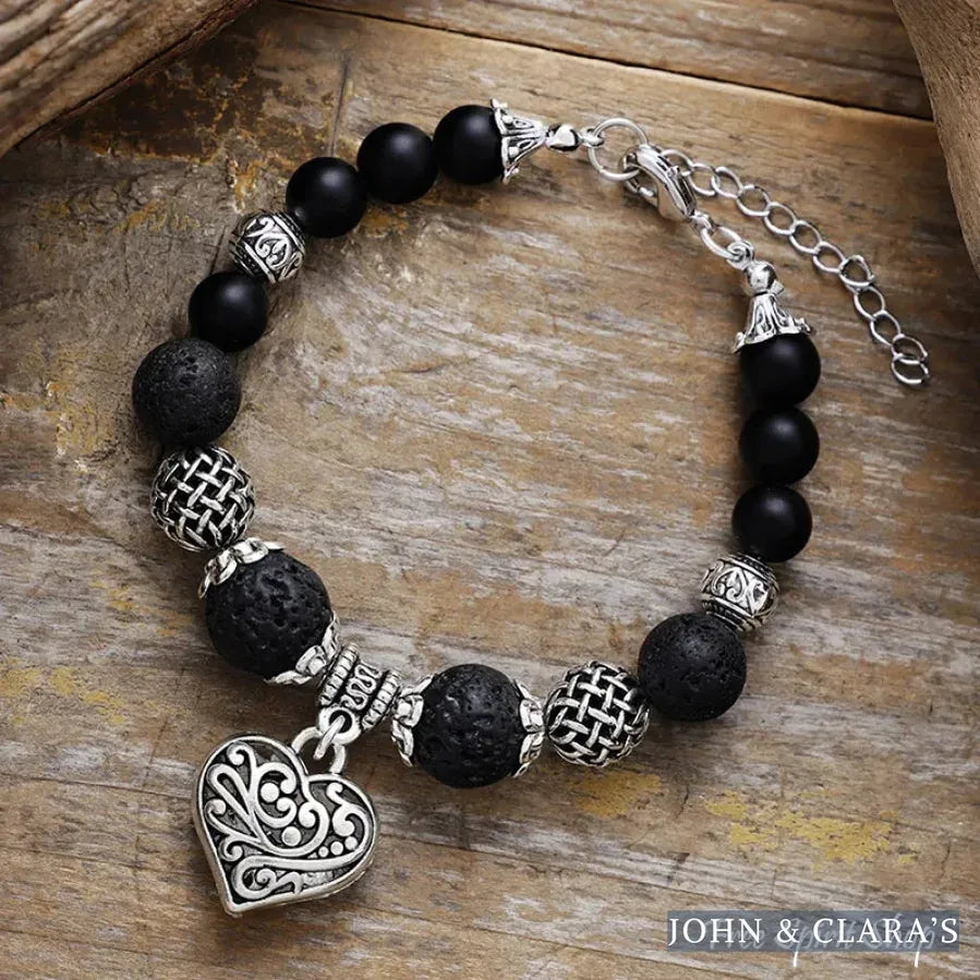 Natural Blue Apatite & Amazonite Heart Charm Bracelet