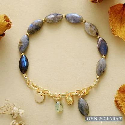Natural Labradorite Oval Bead Bracelet