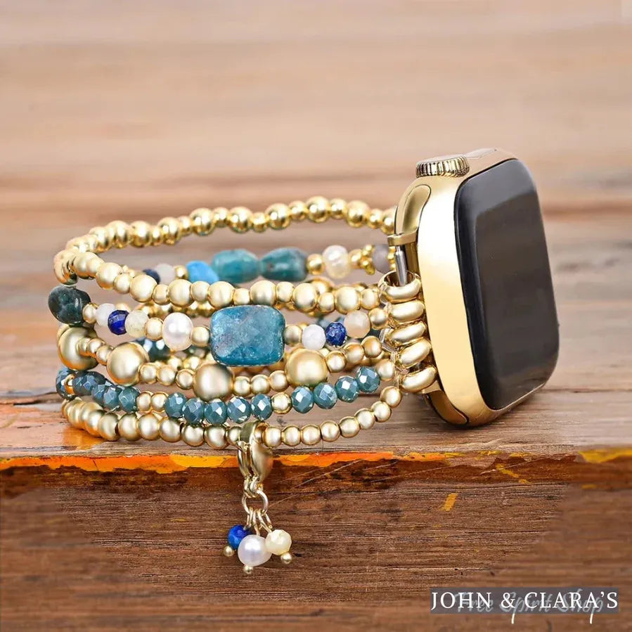 Ocean Blue Apatite Beaded Apple Watch Band