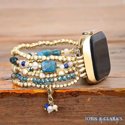Ocean Blue Apatite Beaded Apple Watch Band