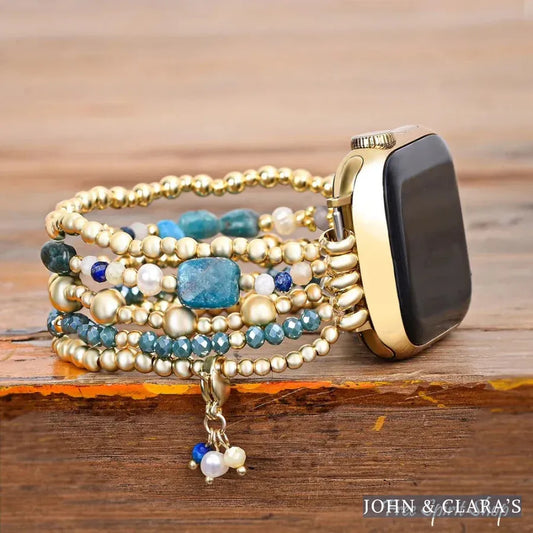 Ocean Blue Apatite Beaded Apple Watch Band