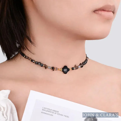 4-in-1 Natural Black Onyx Labradorite & Hematite Beaded Chain