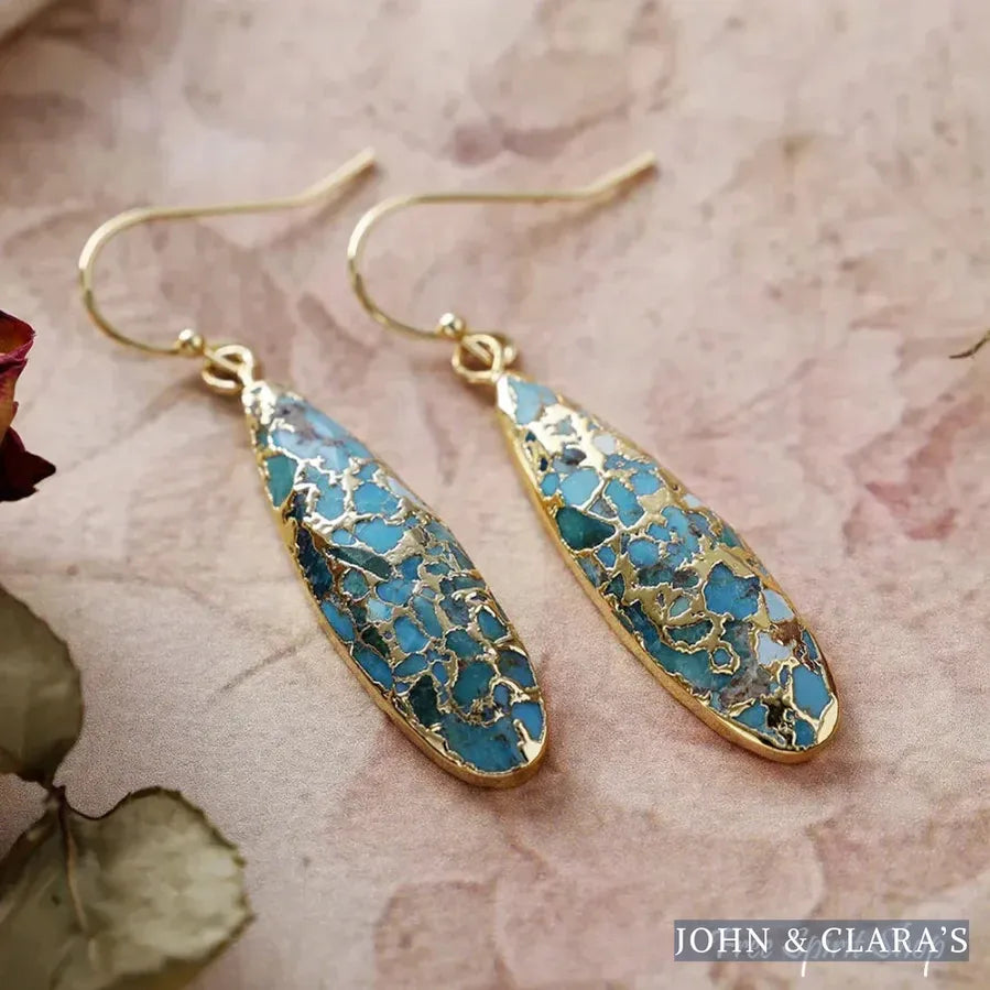Turquoise Mosaic Jasper Dangle Earrings