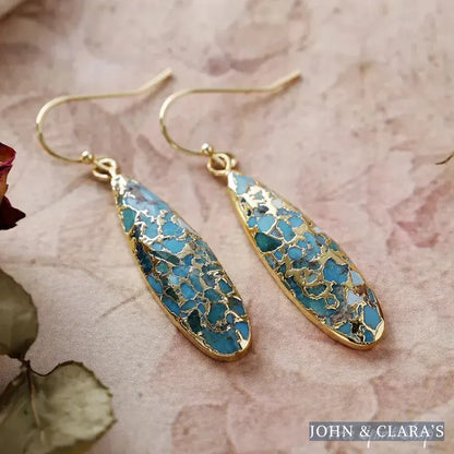 Turquoise Mosaic Jasper Dangle Earrings