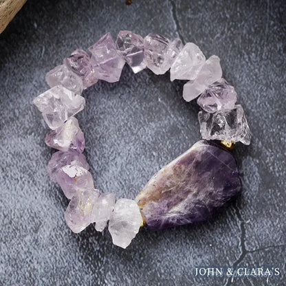 Natural Raw Amethyst Crystal Bracelet