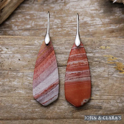 Natural Red Jasper Drop Earrings