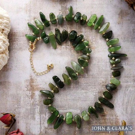 Green Jade Nugget Statement Necklace – Harmony & Abundance