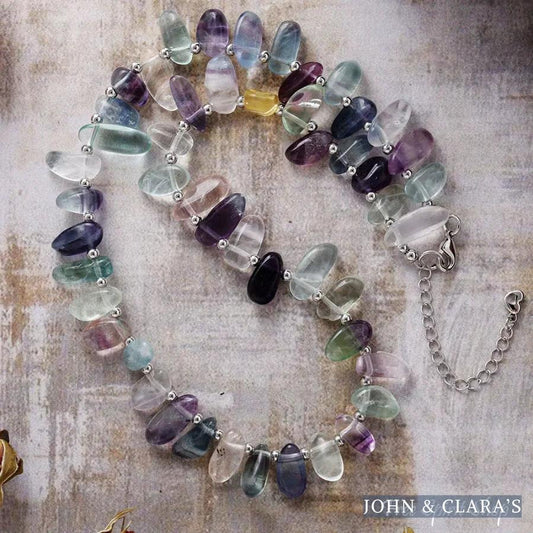 Natural Fluorite Nugget Statement Necklace – Clarity & Flow