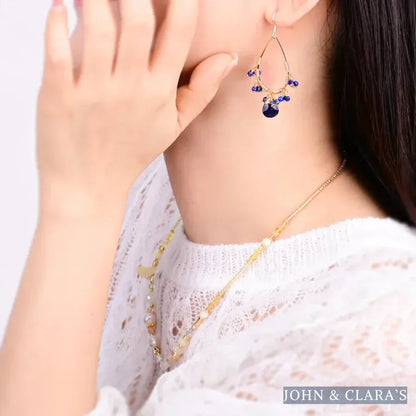 Natural Rose Quartz Crystal Bead Drop Earrings