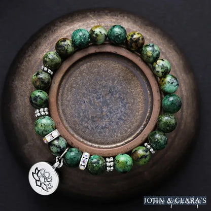 Natural African Turquoise Labradorite & Green Agate 3 Bracelet Set