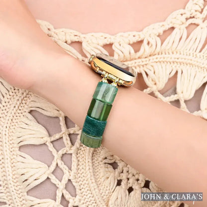 Green Agate Square Bead Apple Watch Band