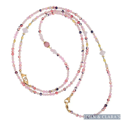 4-in-1 Natural Rose Quartz & Rhodonite Beaded Chain