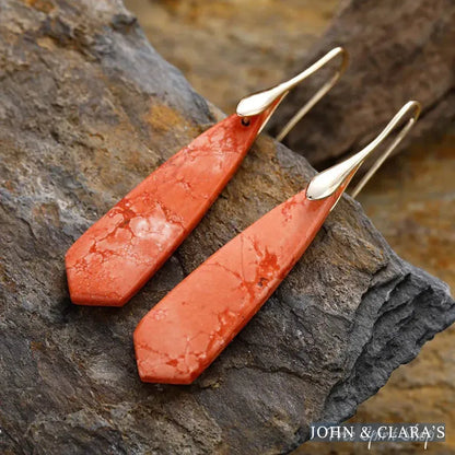 Terracotta & Blue Jasper Dangle Earrings